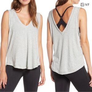 Free People FP Movement Henry Gray Sleeveless V-Neck Top